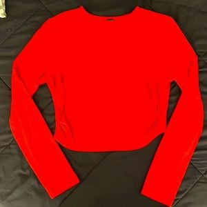 Red Long Sleeve Knit Top